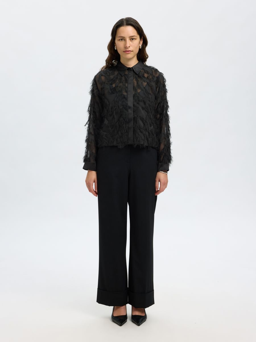 SLWMYLINE LS FLUFFY CROPPED SHIRT B