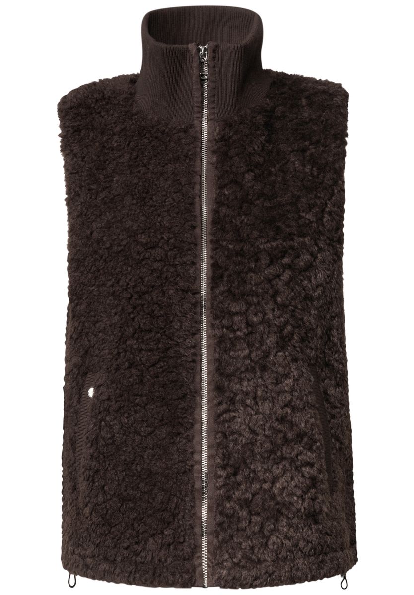 Fake Fur Weste mit Strickdetails