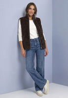 Fake Fur Weste mit Strickdetails