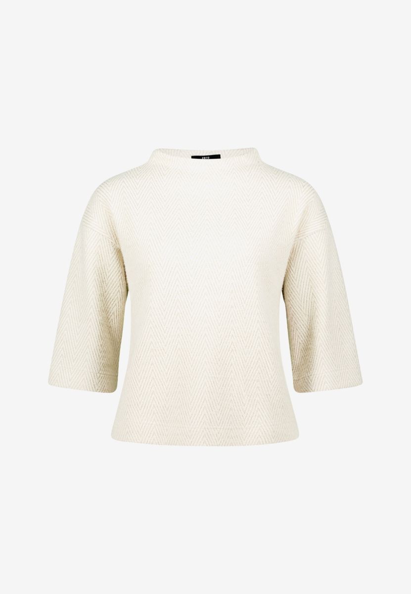 Damen Sweatshirt  3/4 Arm mit Fischgrätmuster