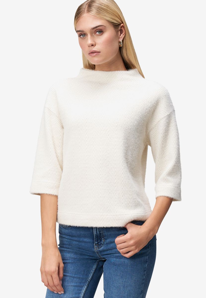 Damen Sweatshirt  3/4 Arm mit Fischgrätmuster