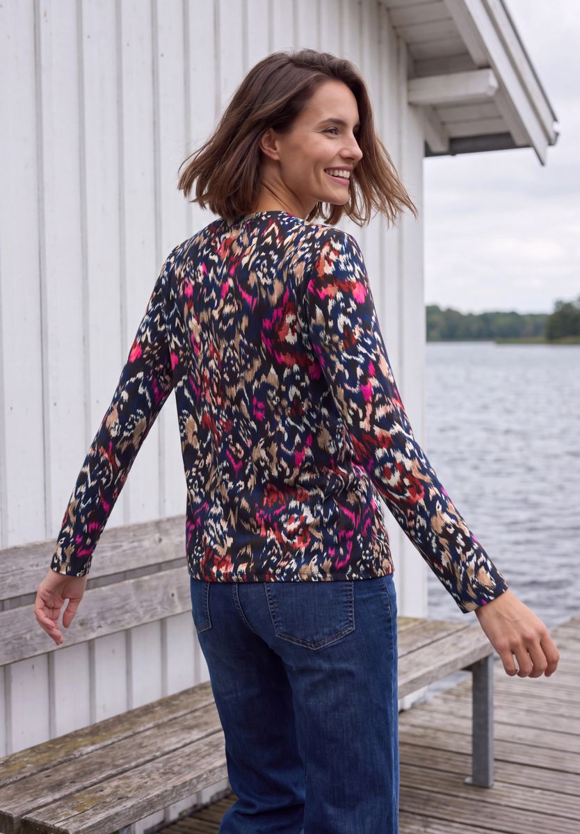 Shirt mit Split Neck im Tunika-Look
