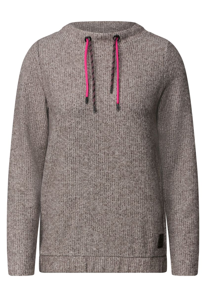 Shirt in Rippstruktur mit Funnel Neck