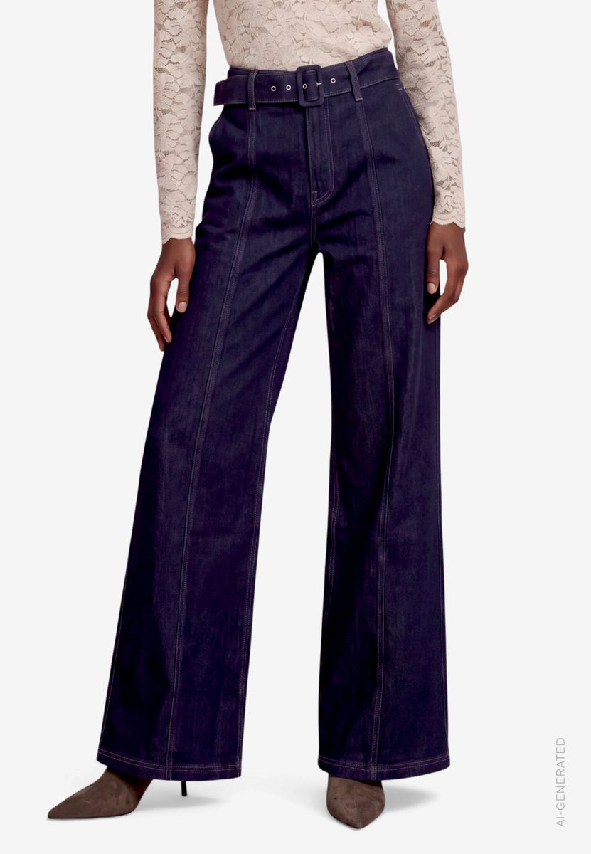 High-Waist Jeans Damen  mit Gürtel