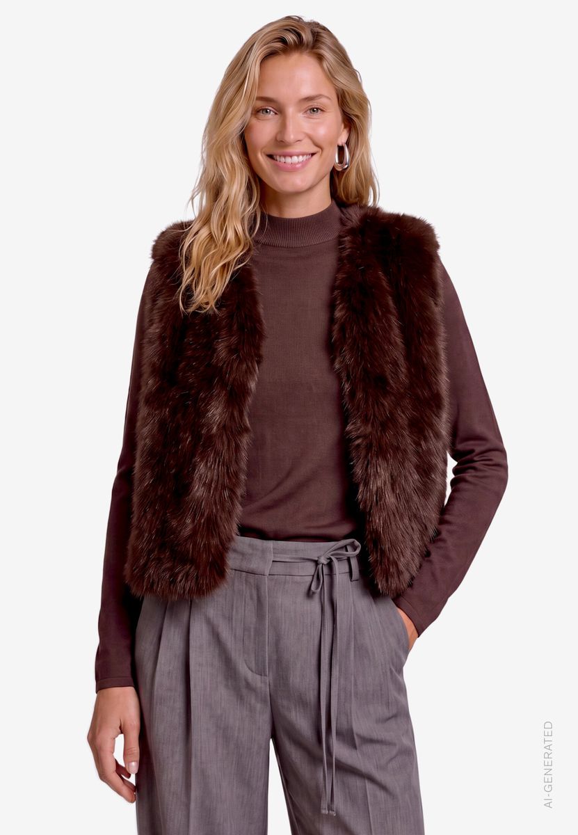 Damen Kunstfellweste  unifarben