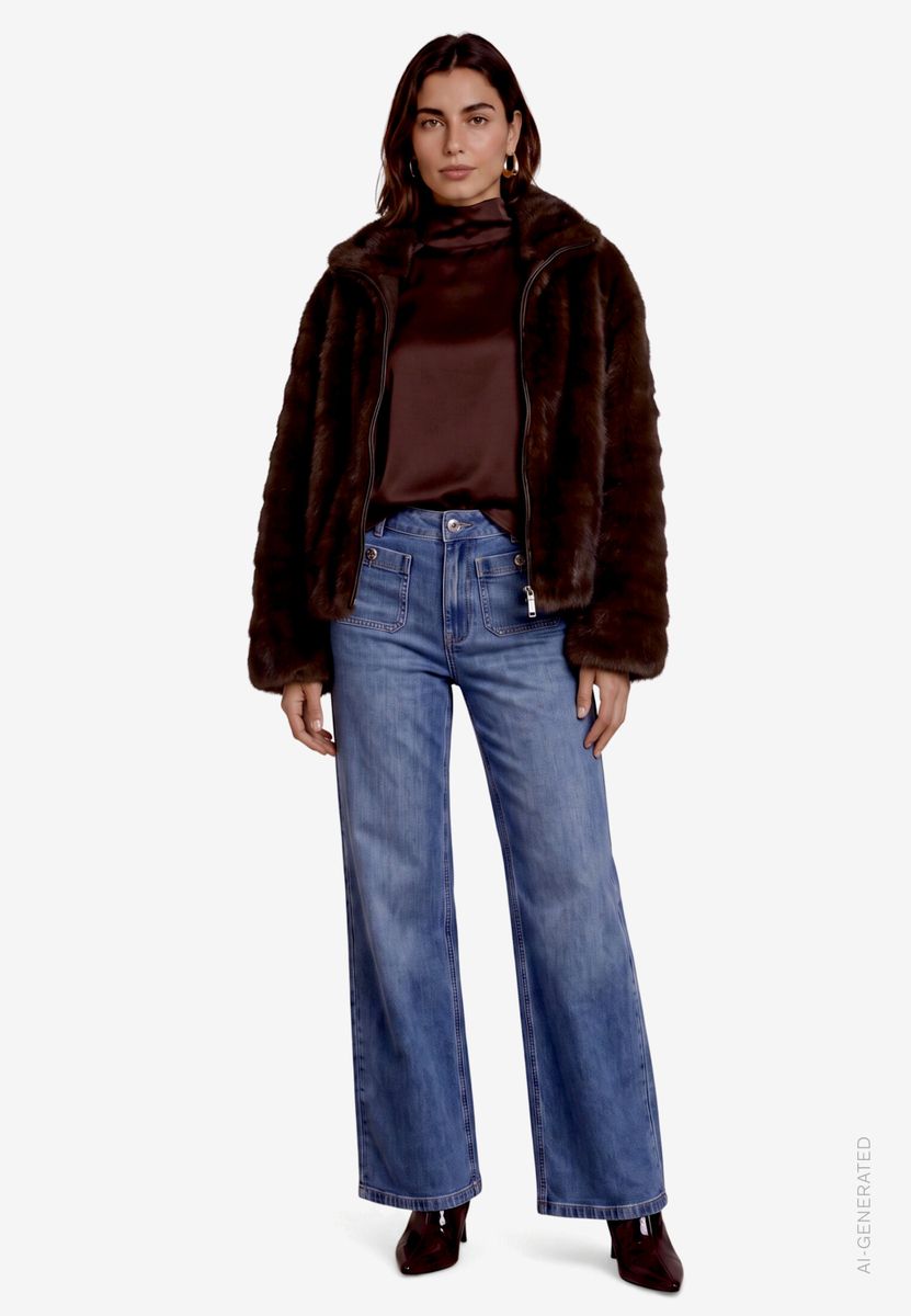 Damen Flared Jeans  mit aufgesetzten Taschen