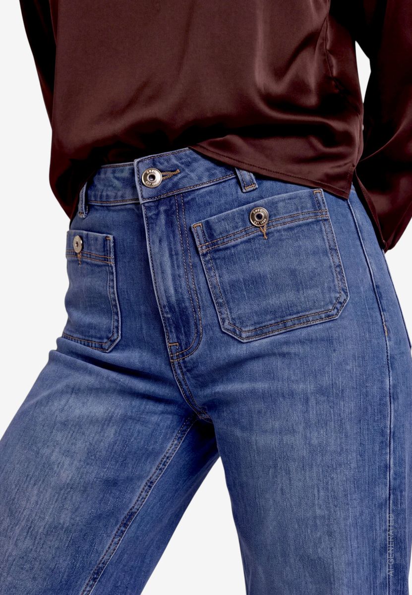 Damen Flared Jeans  mit aufgesetzten Taschen