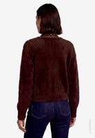 Flauschige Strickjacke Damen  mit Spitze