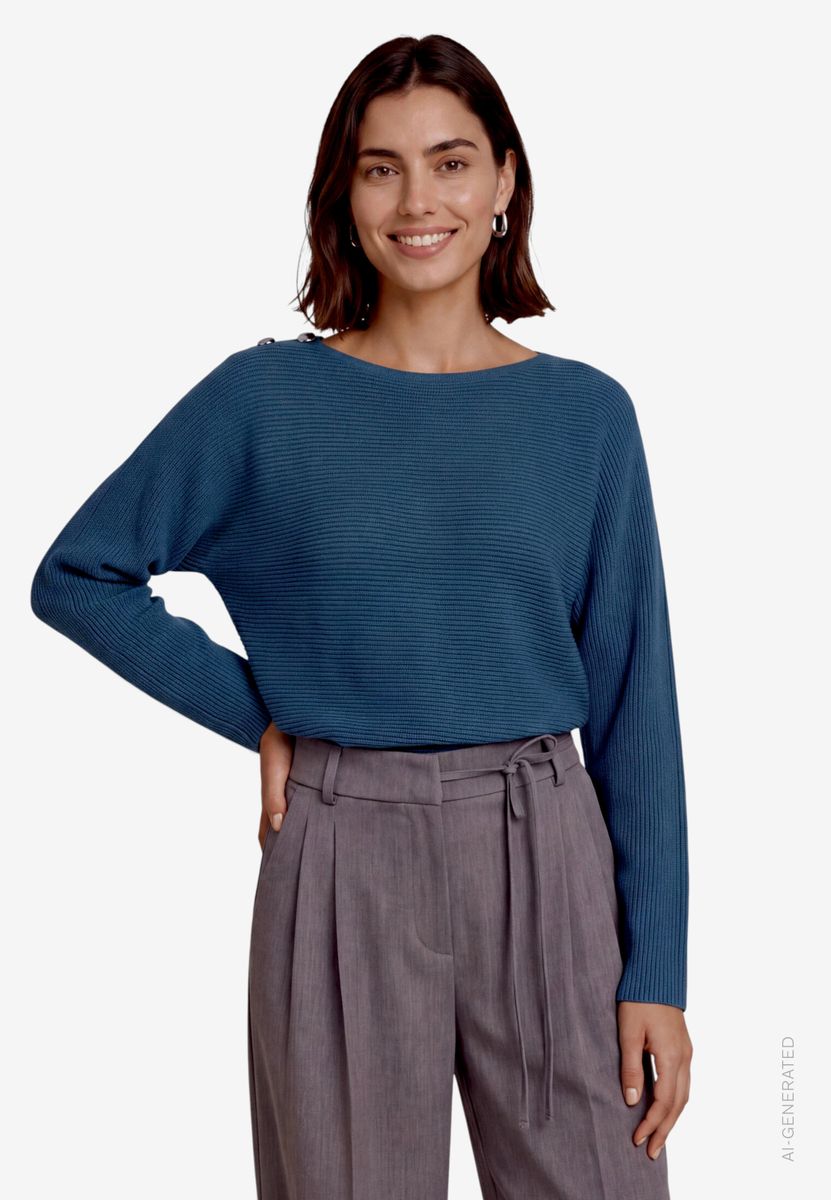 Damen Strickpullover  mit U-Boot Ausschnitt