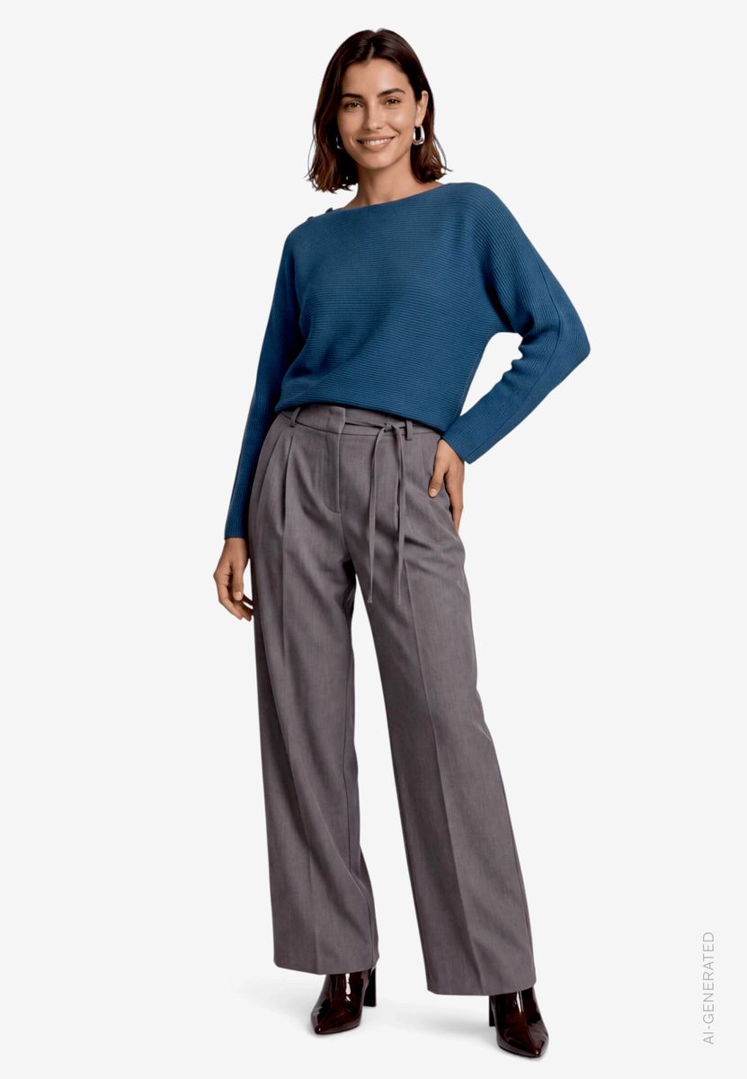 Damen Strickpullover  mit U-Boot Ausschnitt