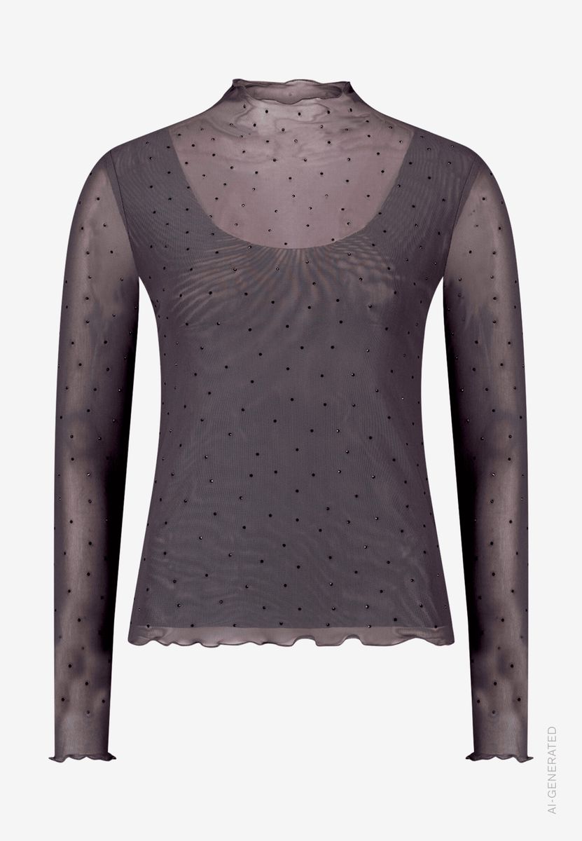 Damen Mesh-Shirt mit Glitzersteinen