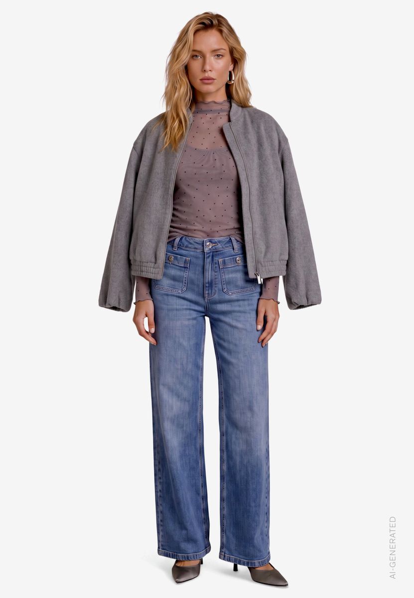 Damen Mesh-Shirt mit Glitzersteinen
