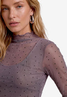 Damen Mesh-Shirt mit Glitzersteinen