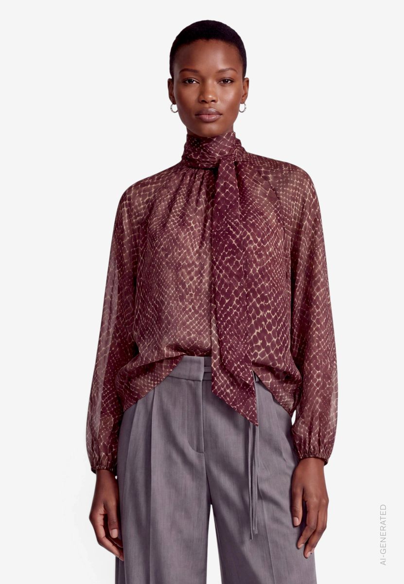 Damen Schluppenbluse  mit Animalprint