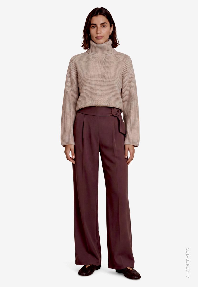 Damen Stoffhose  mit Gürtel