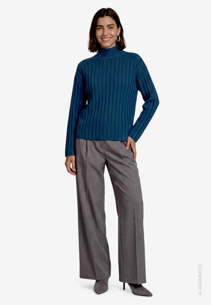 Damen Strickpullover  mit Stehkragen