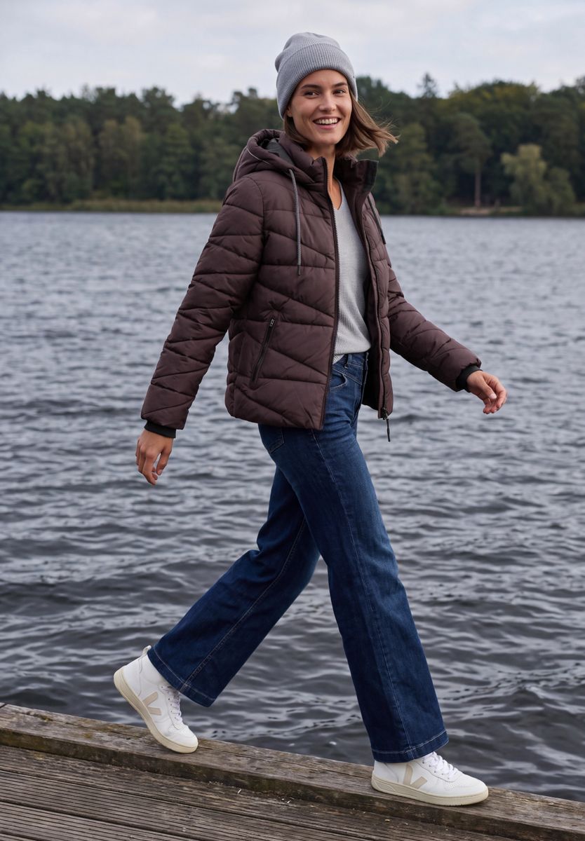 Steppjacke mit Kapuze und Zipper