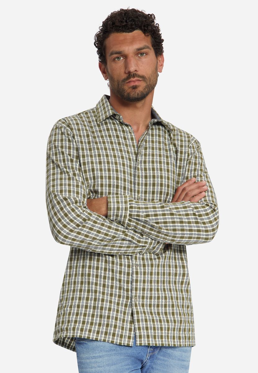 Shirt Yarn Dyed Small Check, Dobby Weave