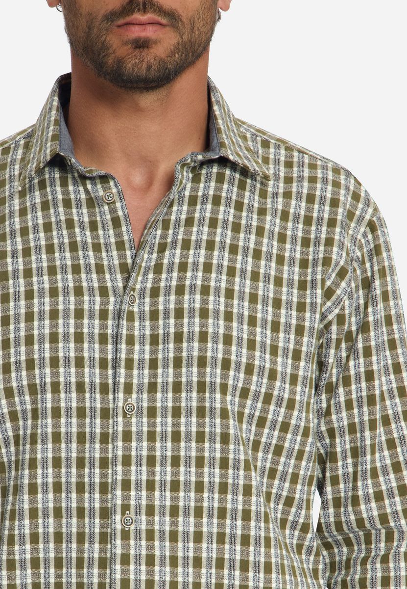 Shirt Yarn Dyed Small Check, Dobby Weave