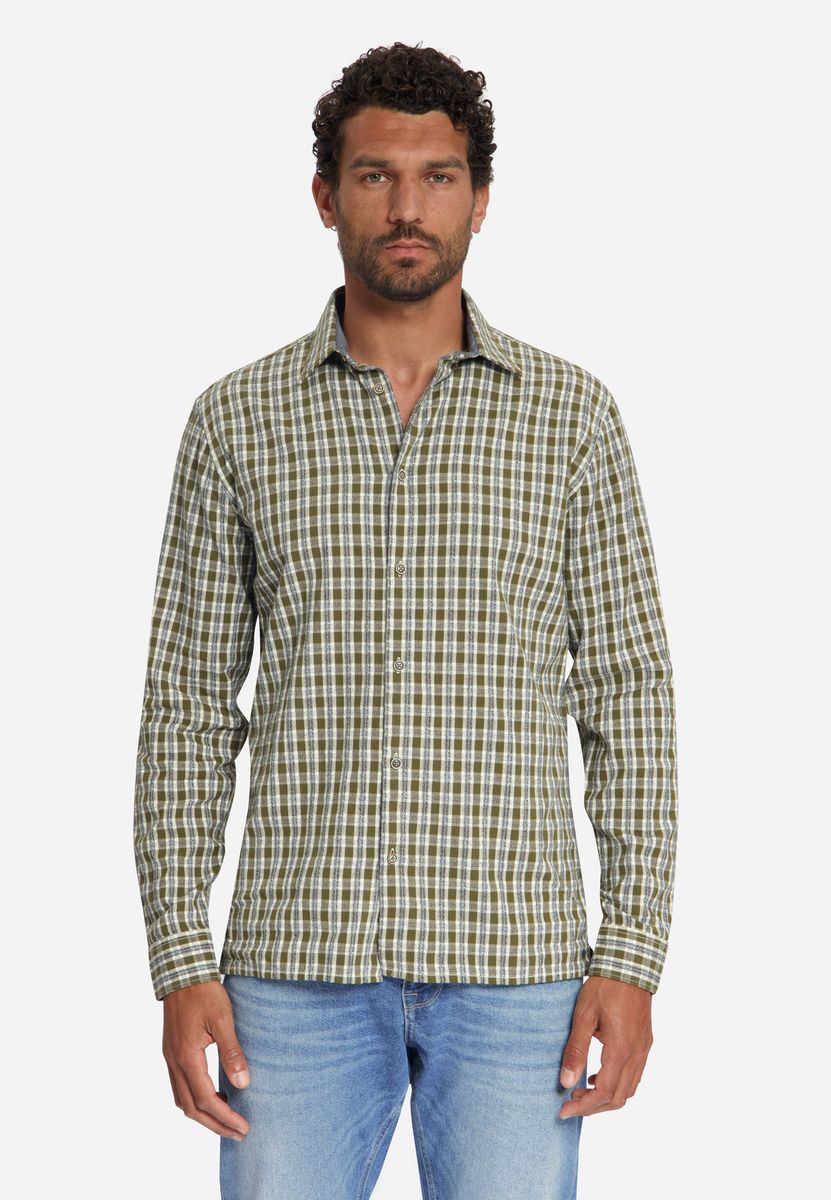 Shirt Yarn Dyed Small Check, Dobby Weave