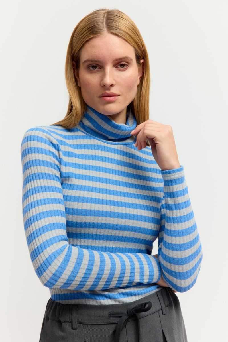 Striped rib Rollneck
