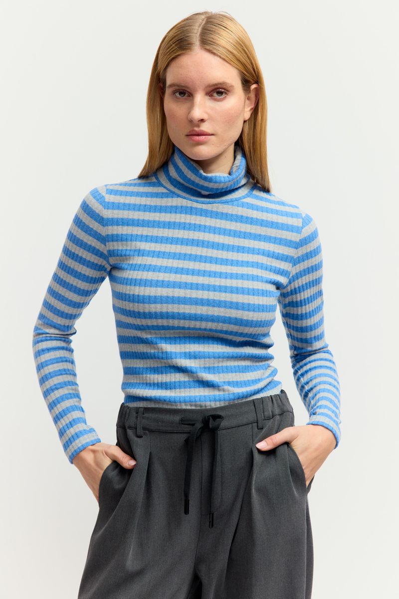 Striped rib Rollneck