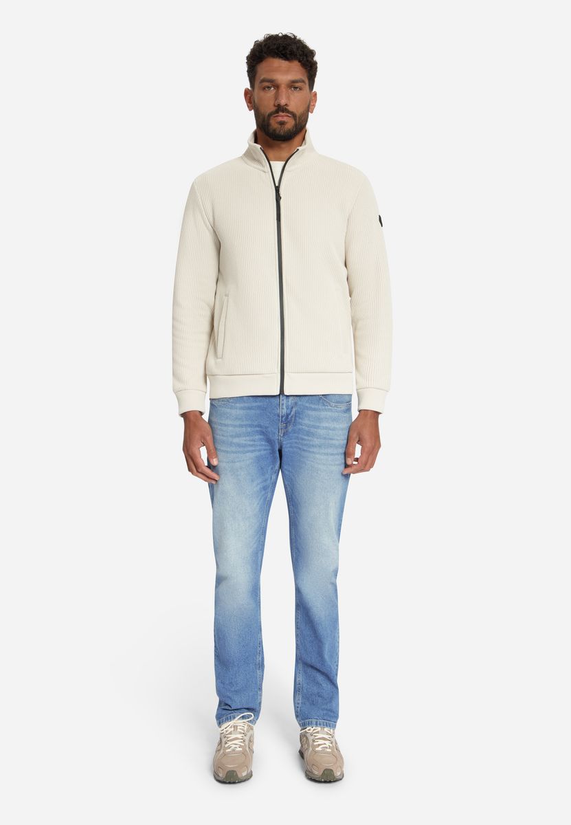 Sweater Full Zip Stand Up Collar Bonded Knit