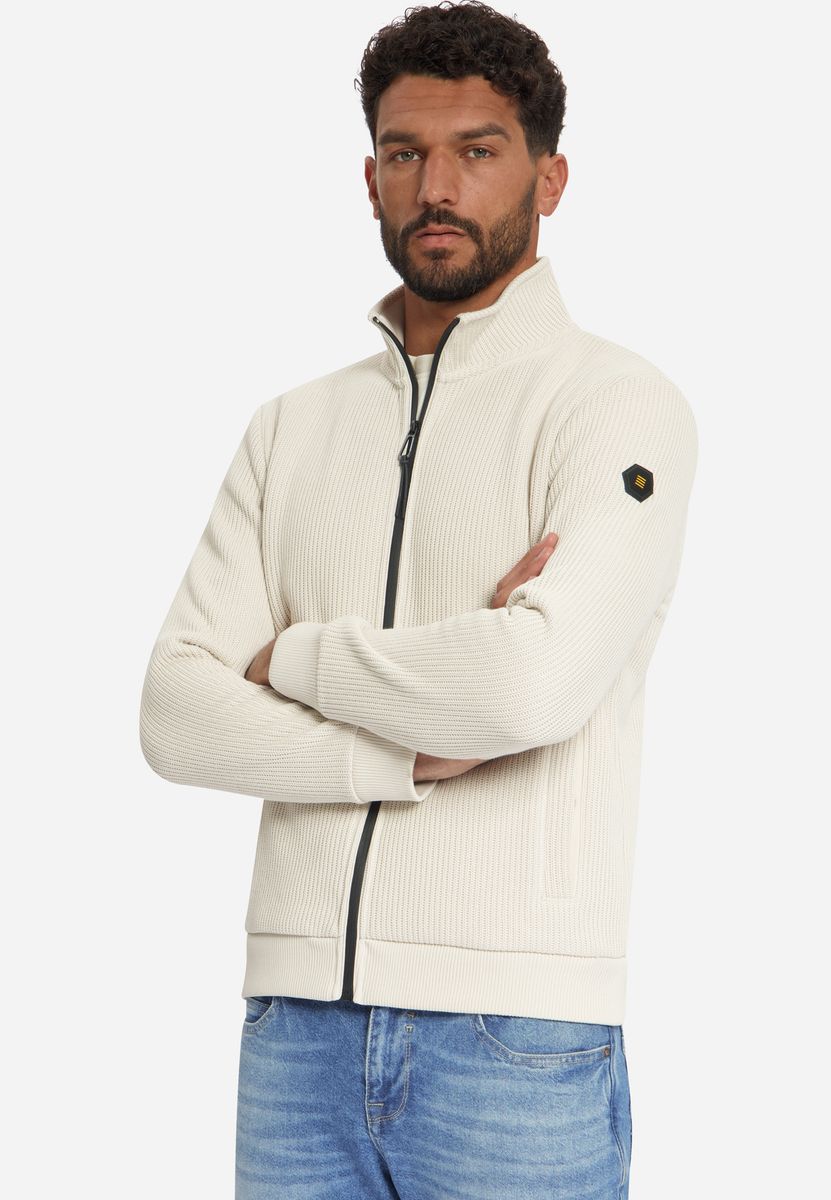 Sweater Full Zip Stand Up Collar Bonded Knit