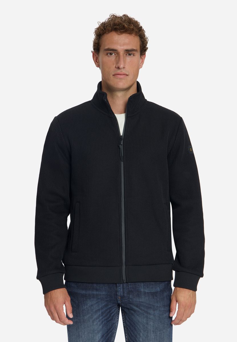 Sweater Full Zip Stand Up Collar Bonded Knit