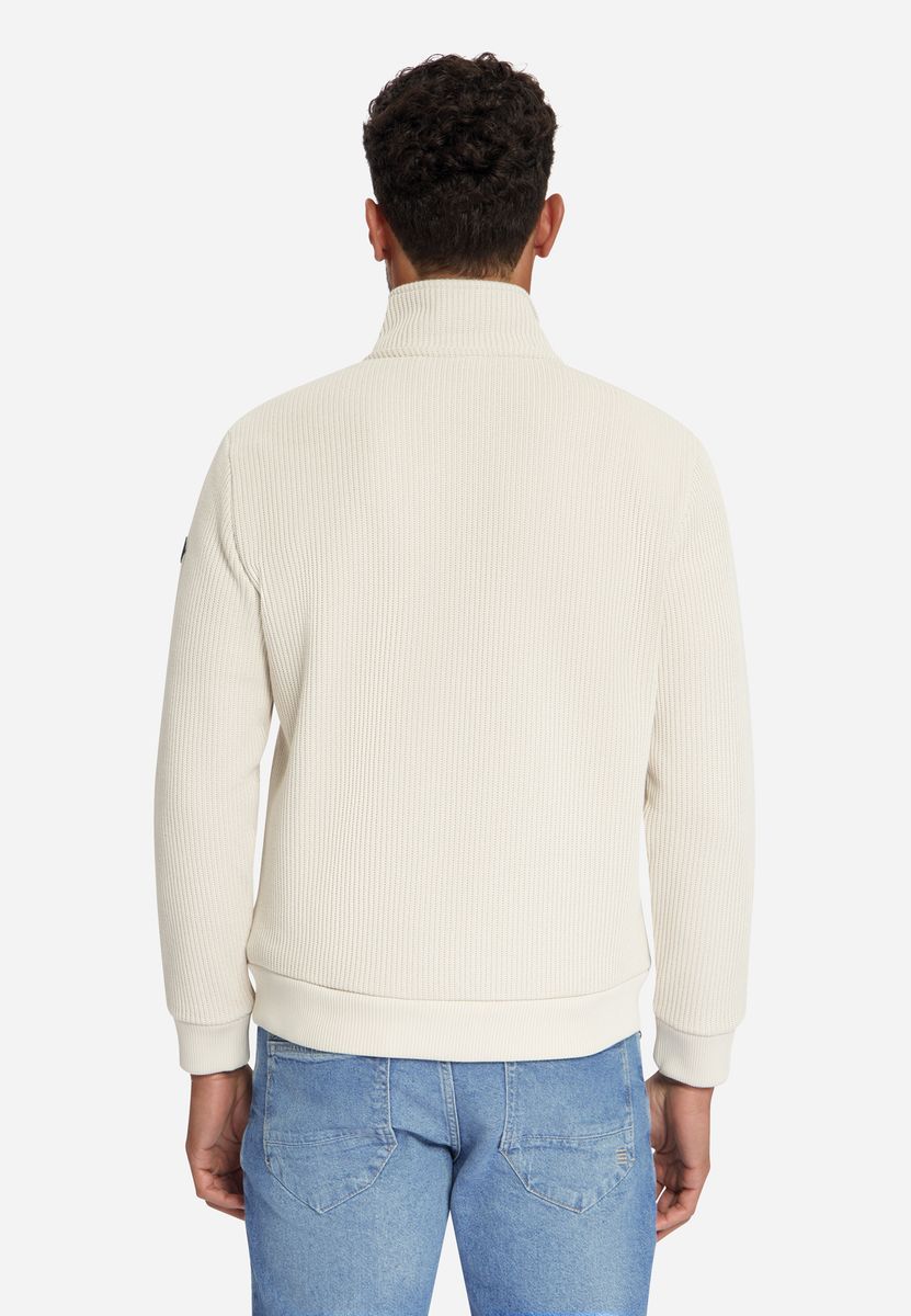 Sweater Full Zip Stand Up Collar Bonded Knit