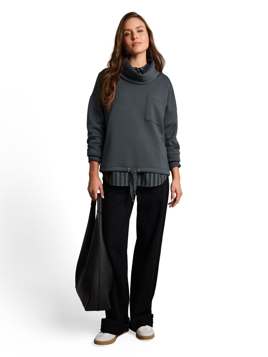 Scuba Sweatshirt mit Wasserfallkragen