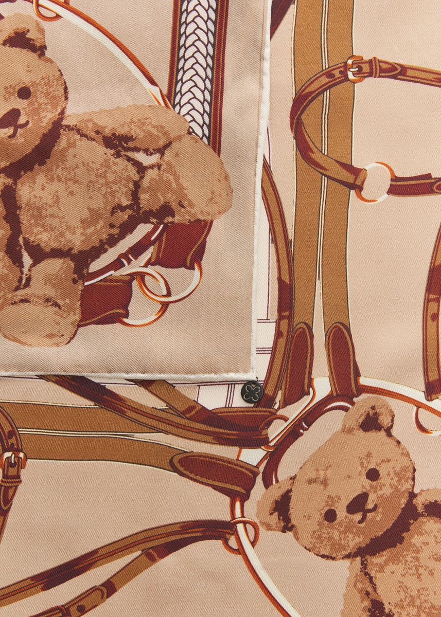 Luxuriöses Nicki Tuch aus reiner Seide mit Teddy-Motiven