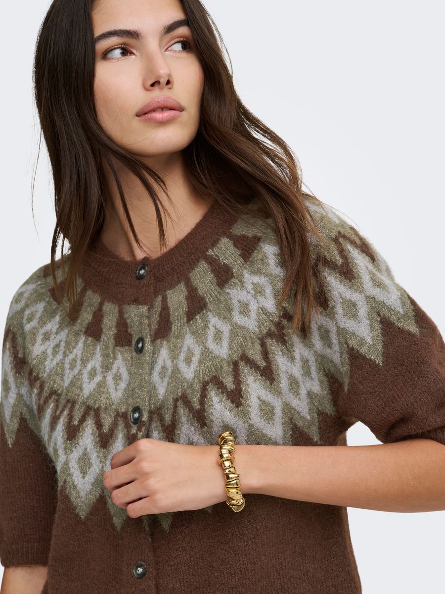 ONLREYKJA SS FAIR ISLE O-NECK CARDI KNT