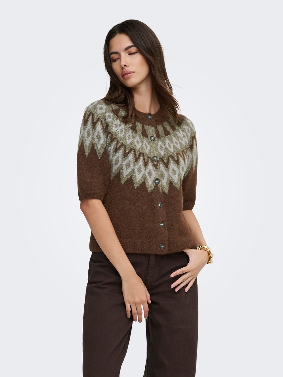 ONLREYKJA SS FAIR ISLE O-NECK CARDI KNT