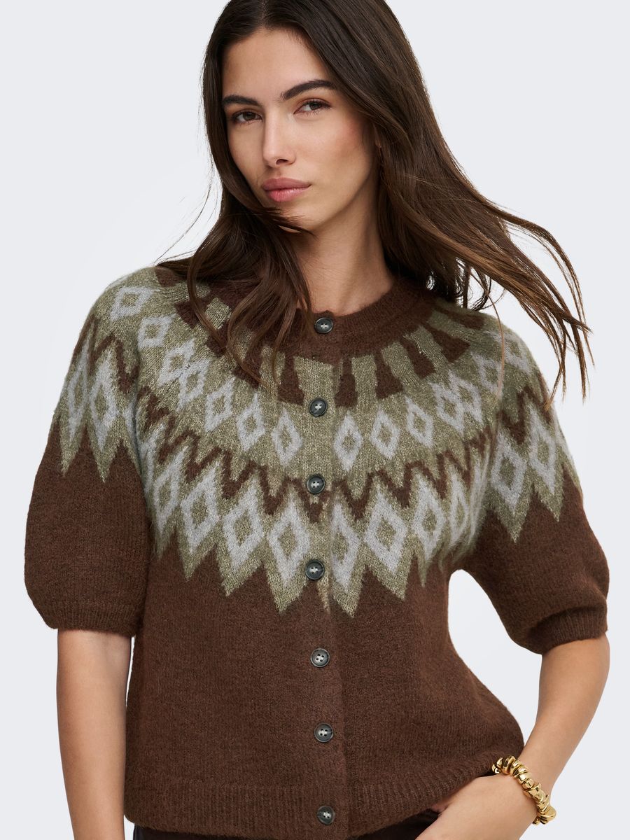 ONLREYKJA SS FAIR ISLE O-NECK CARDI KNT