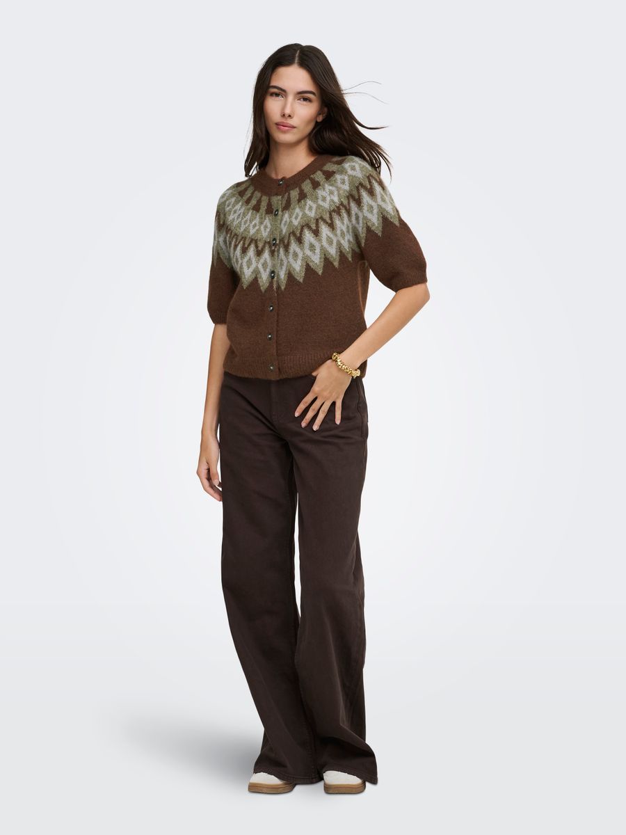 ONLREYKJA SS FAIR ISLE O-NECK CARDI KNT