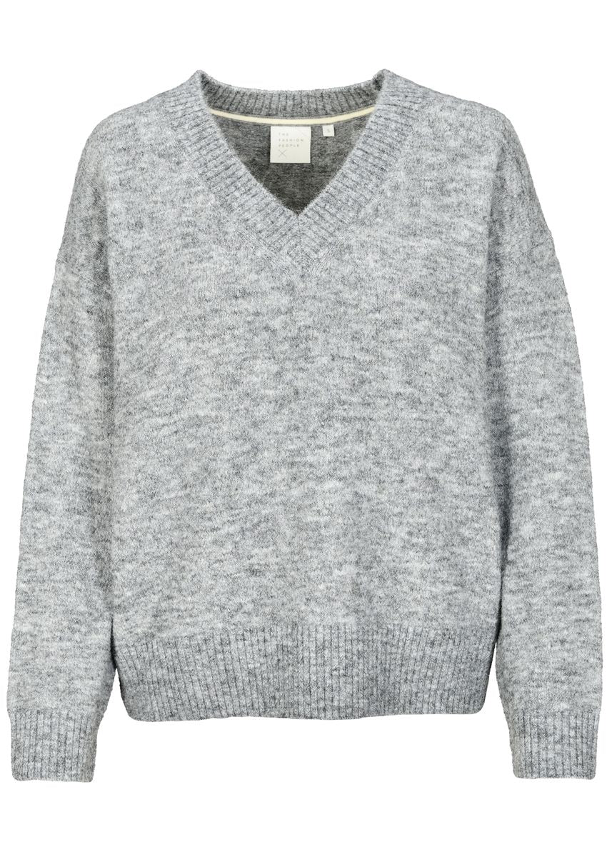 Fuzzy V-Neck Pullover