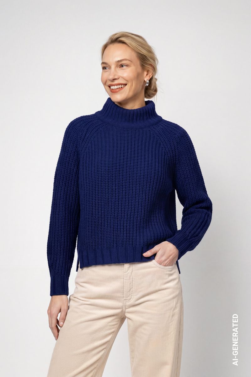 Strickpullover mit Stehkragen