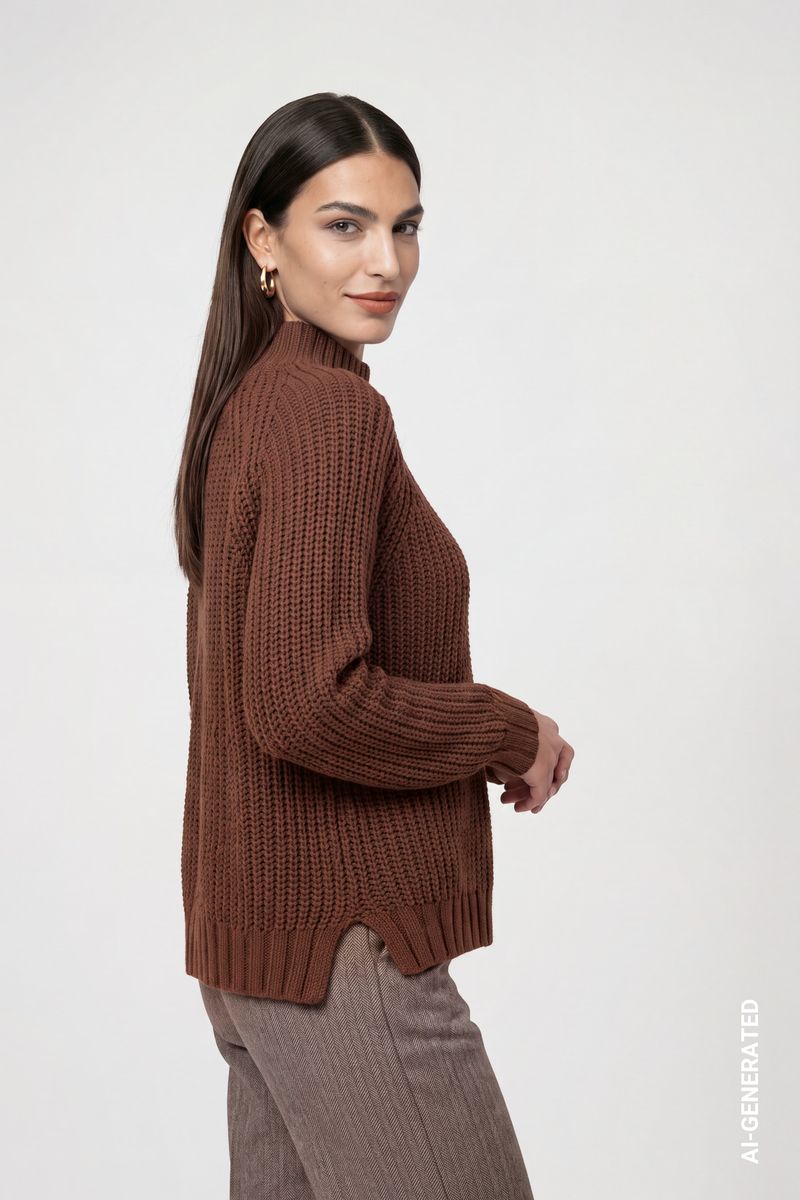 Strickpullover mit Stehkragen