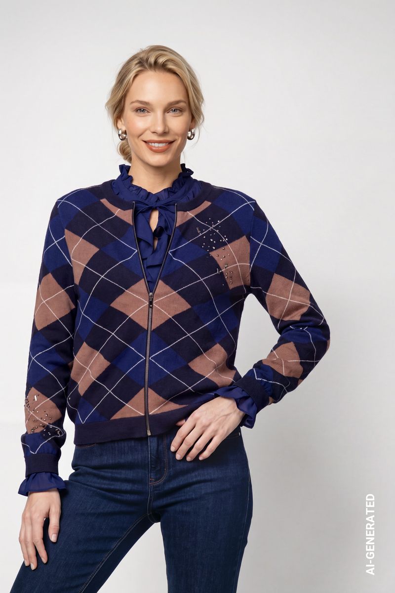 Strickjacke mit Rautenmuster