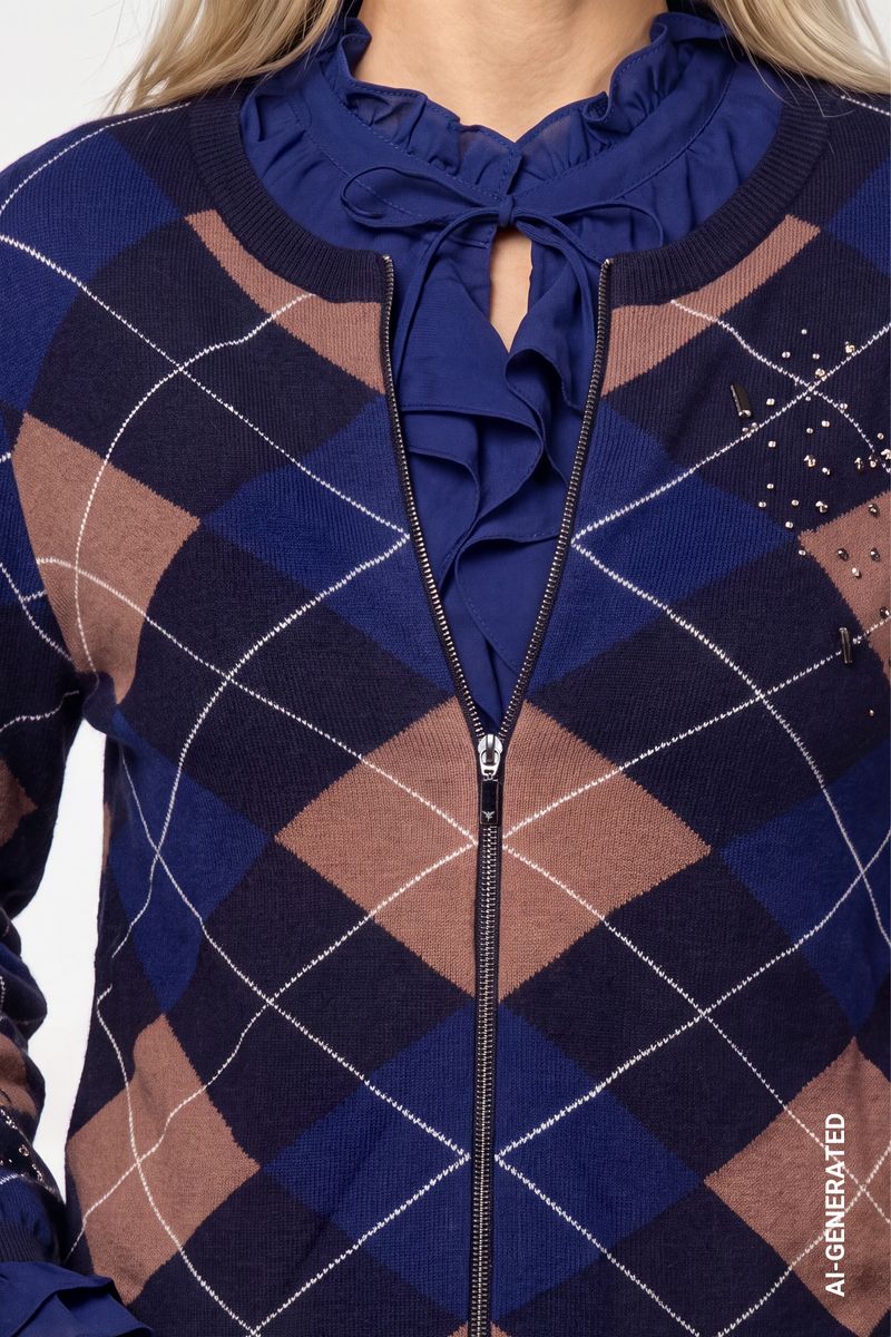Strickjacke mit Rautenmuster