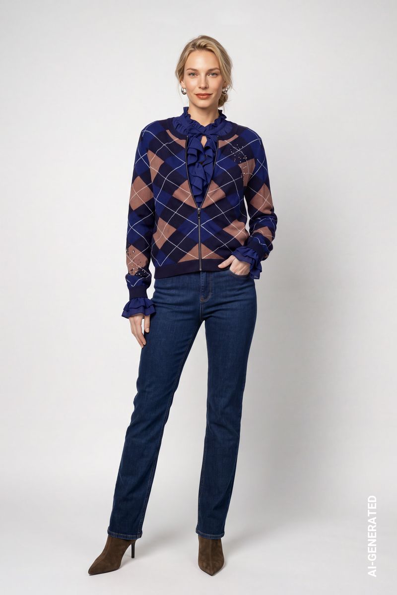 Strickjacke mit Rautenmuster