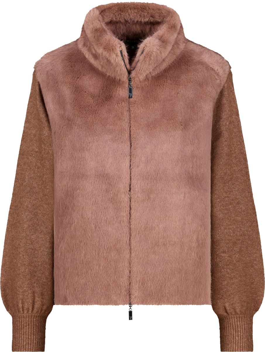 Strickjacke mit Kunstfell