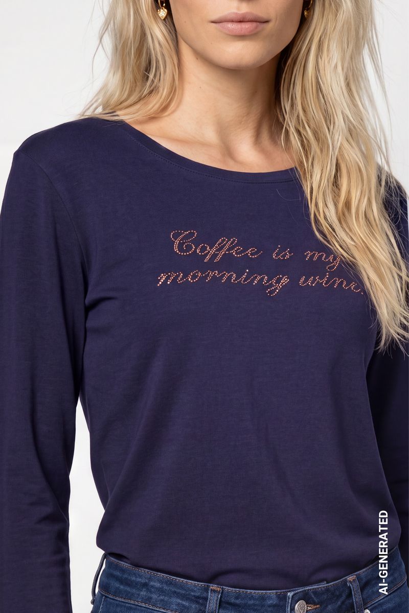 Langarmshirt mit Strassschriftzug
