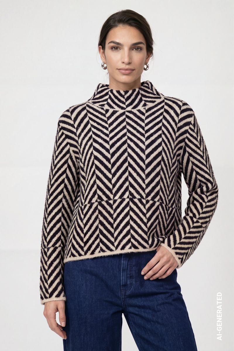 Strickpullover mit Fischgratmuster