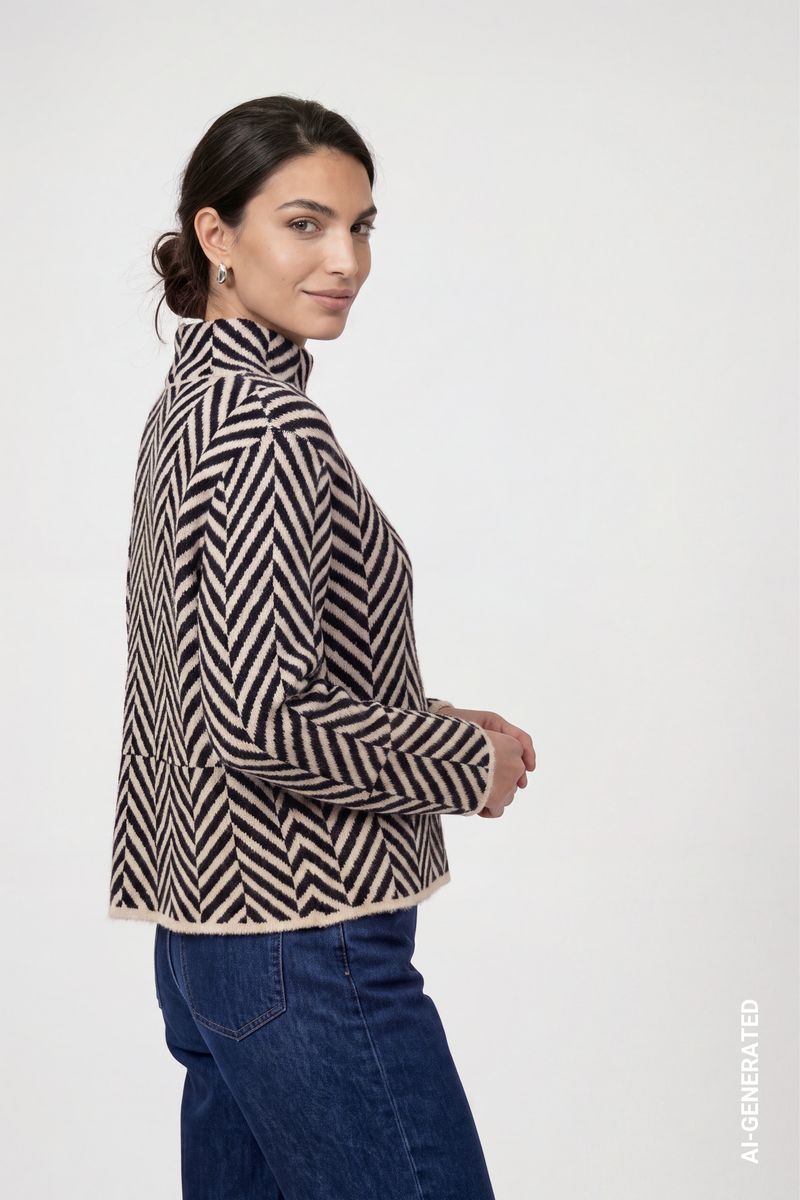 Strickpullover mit Fischgratmuster