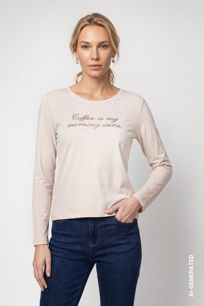 Langarmshirt mit Strassschriftzug