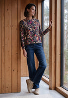 Langarm Shirt mit Boat Neck und Print