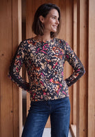 Langarm Shirt mit Boat Neck und Print