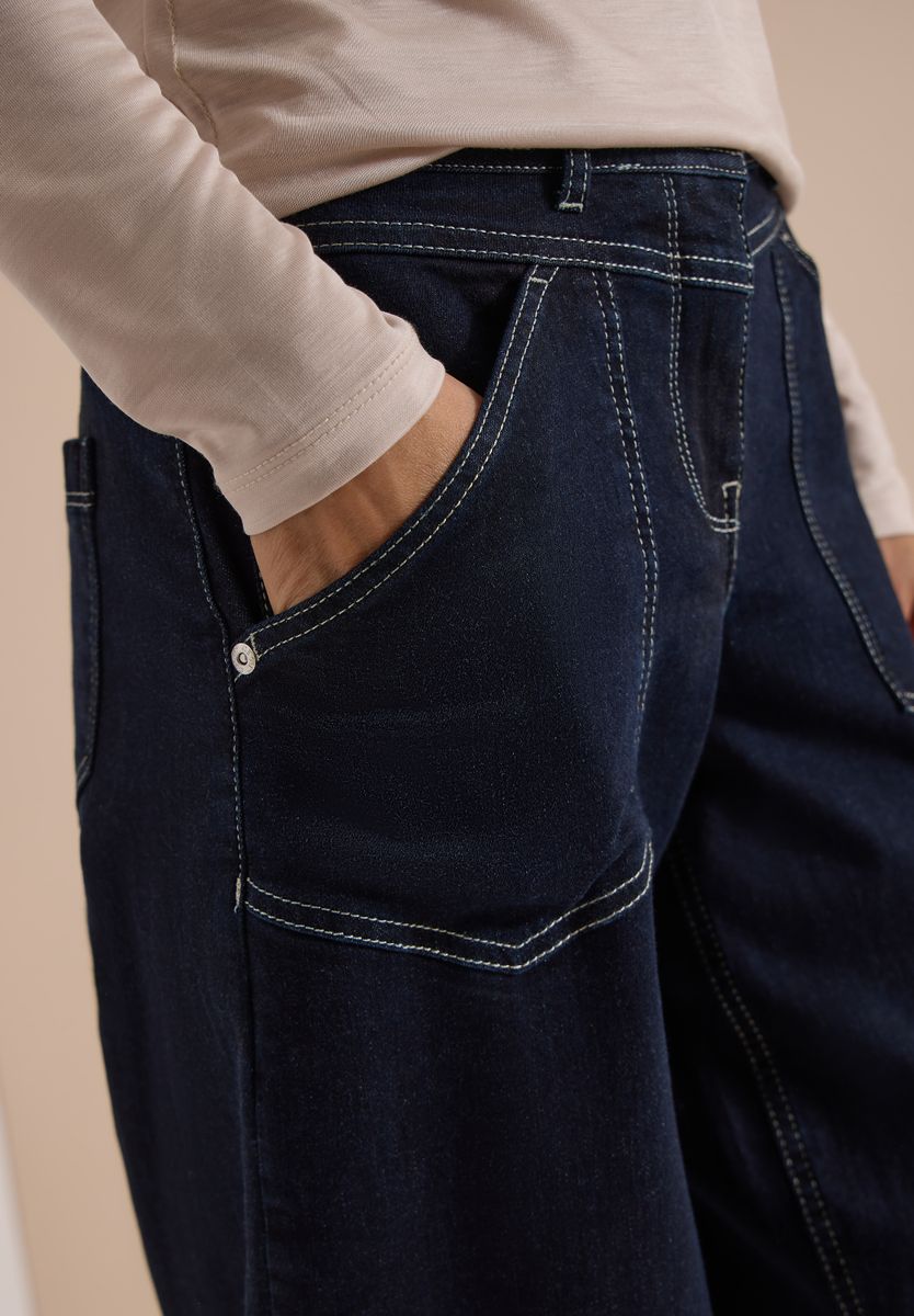 Barrel Leg Jeans mit Patch-Pockets
